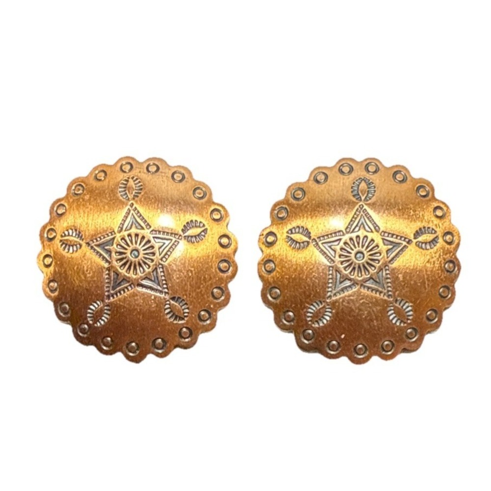 Vintage Southwestern Style‎ Copper Tone Screw Back Earrings J17-27